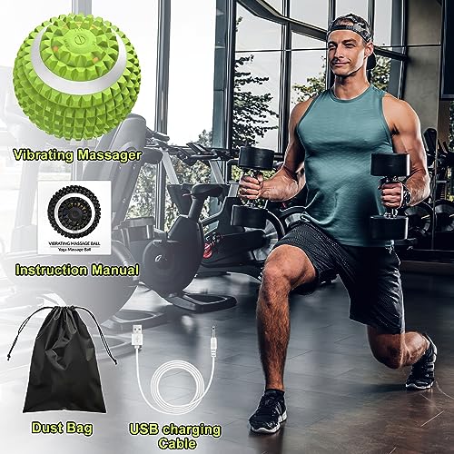 Vibrating Ball Massager, Vibration Massage Ball for Physical Therapy, Mobility Ball for Workout Recovery, Deep Tissue Massager for Pain Relief and Trigger Point Treatment (Green)