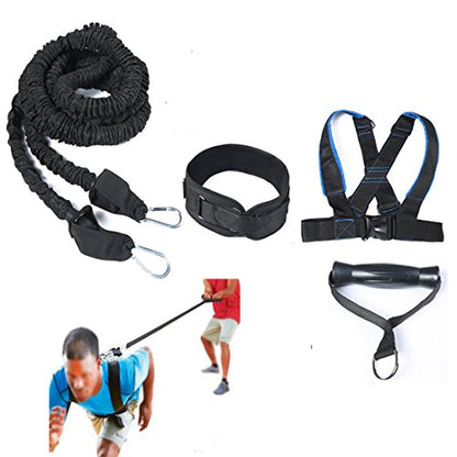 Speed Training Belt Sled Harness Resistance Band Waist Belt Agility Training Vest - color: Blue set
