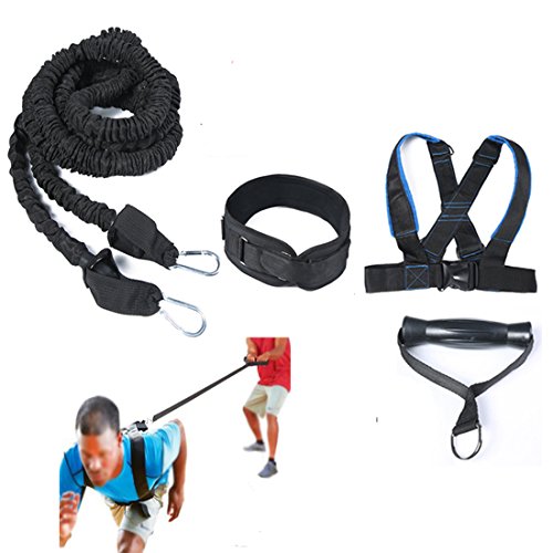 Speed Training Belt Sled Harness Resistance Band Waist Belt Agility Training Vest - color: Blue set