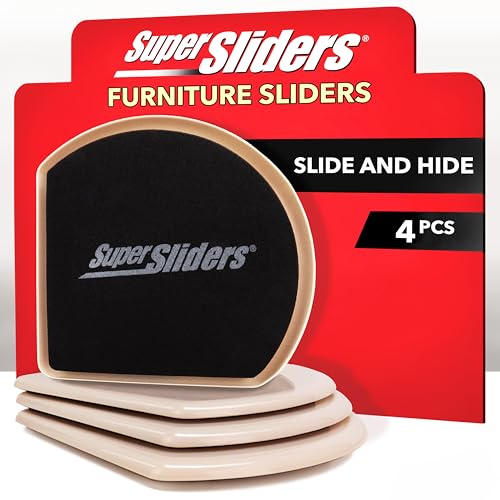 Super Sliders 7" Slide & Hide Corner Reusable Furniture Sliders for Carpet, Anti-Slip Protective Furniture Moving Pads for Beds, Sofas, Dressers, Set of 4, Beige - size: 7 Inch, style: For Carpet