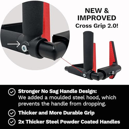 Jayflex CrossGrips Compact Pull Up Bar - Pull Up Bar Door Frame for Work from Home Fitness - Adjustable Door Frame Pullup Bar Handles - 250 lbs Capacity