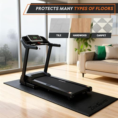 ZENY Large Exercise Equipment Mat 96"x38" - Heavy Duty Floor Protection for Treadmill, Bike & Elliptical, 6mm Thick Non-Slip Shock Absorbing Gym Mat