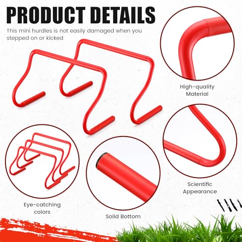 Seenelling 16 Pcs 12" Speed Agility Training Hurdles Large Size Detachable Agility Hurdles Hurdles Training Equipment Set for Athletes Soccer Basketball - color: Red