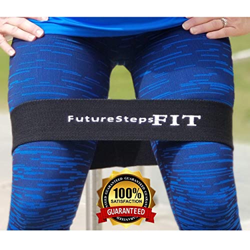 FUTURESTEPS Fabric Resistance Band - Exercise Band -Workout Band - Booty Hips Legs Band - Squat or Glute Workout - One Piece - Non Rolling Design - Heavy Duty for Women and Mens