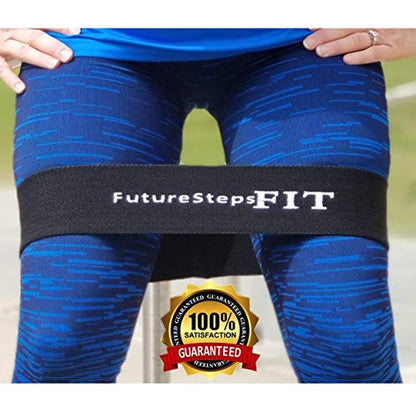 FUTURESTEPS Fabric Resistance Band - Exercise Band -Workout Band - Booty Hips Legs Band - Squat or Glute Workout - One Piece - Non Rolling Design - Heavy Duty for Women and Mens