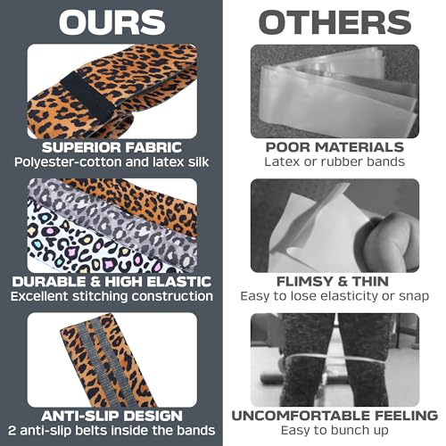 Booty Bands, 3 Levels Hip Bands, Polyester-Cotton and Latex Silk Workout Bands Resistance Bands for Home, Gym, Fitness, Pilates, Yoga (Pack of 3) - style: Leopard-New