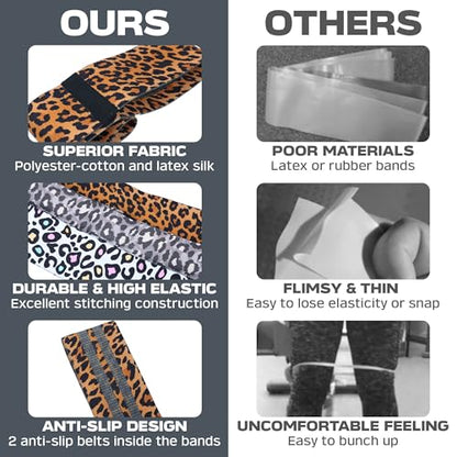 Booty Bands, 3 Levels Hip Bands, Polyester-Cotton and Latex Silk Workout Bands Resistance Bands for Home, Gym, Fitness, Pilates, Yoga (Pack of 3) - style: Leopard-New