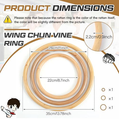 Blueweenly 3 Pcs Kung Fu Ring Wing Chun Wing Chun Training Equipment for Training Kung Fu - color: Rattan, size: 9, 11,14 Inches