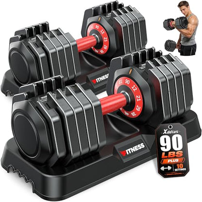 XDDIAS Adjustable Dumbbell Set for Home Gym Strength Training - color: 90LB Pair