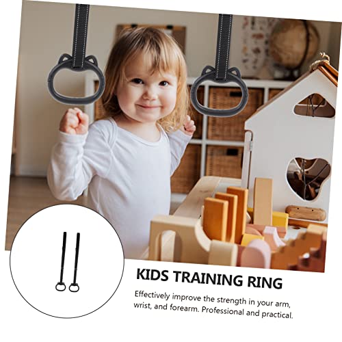 Mikikit Fitness Gym Rings Set for Children Indoor Exercise Pull-Up Rings Adjustable Straps Stretching and Training Equipment for Home Use