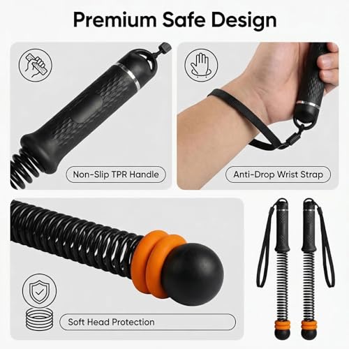 Ropeless Battle Ropes for Home Gym - Silent Cordless Battle Ropes with Adjustable Resistance, No Anchoring Needed, Portable Workout Equipment for HIIT, Strength & Cardio - Black