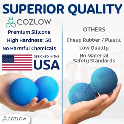 Double Lacrosse Silicone Massage Ball - Cobalt Blue - Peanut Trigger Point Roller for Mobility, Deep Tissue Therapy, Myofascial Release - Acupressure Tool for Muscle Pain Relief
