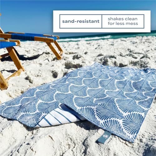 S&T INC. Aura Beach Towel 2 Pack, Quick-Dry Pool Towels with Elastic Band for Travel, Gym, and Yoga, Sand Resistant, 35 inches x 70 inches, Leaves
