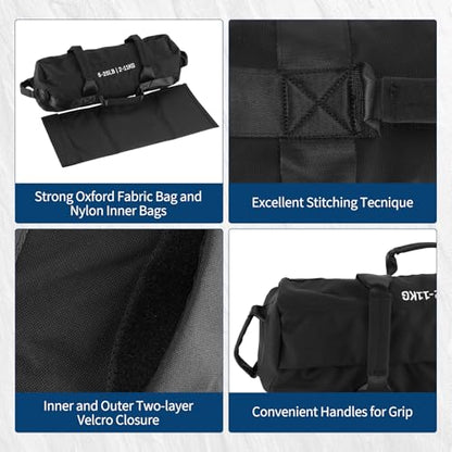Sandbags for Workout,Adjustable Sand Bags for Fitness,Yoga, Strength Training and Full-Body Workouts,Black