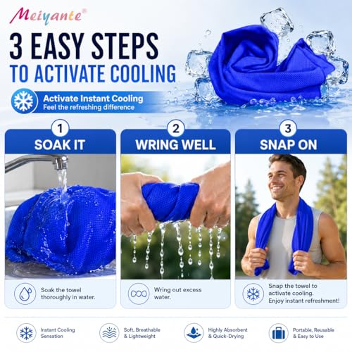 Large Cooling Towel for Neck and Face, 43.3 x 15.7 in, Navy Blue - color: Navy-blue