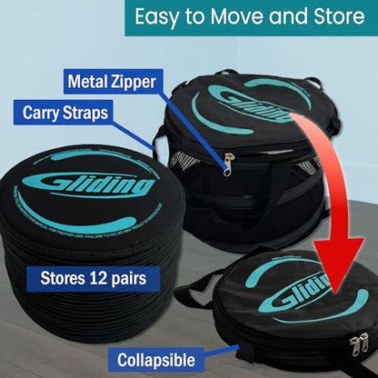 Gliding Studio Pack, Exercise Sliders in Bulk: 12 Pairs for Hardwood Floors
