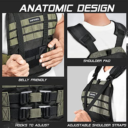 Tactical Adjustable Weighted Vest with Weight Plates Included, Quick Release Strength Training Weight, Running, Workout Vest for Men and Women, Adjustable from 12lbs to 31lbs
