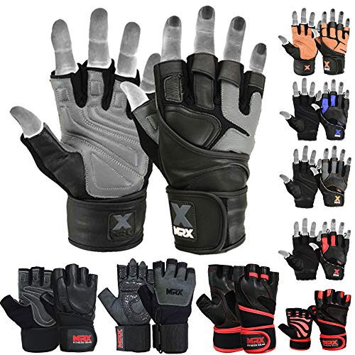MRX Weight Lifting Pro Level Gloves with 18 Inches Long Wrist Strap Gym Workout Exercise & Fitness in