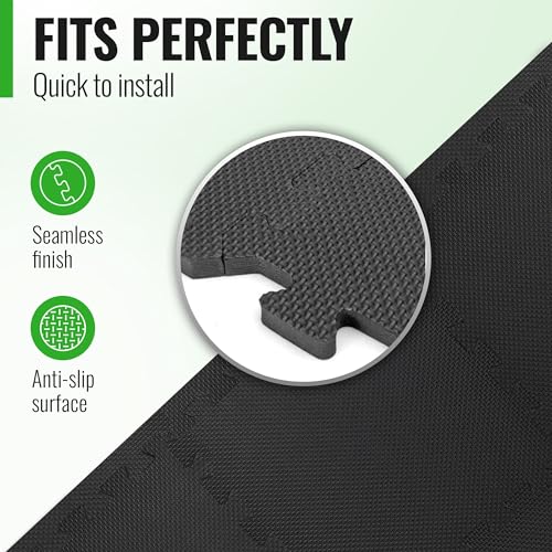 Floor Protection Mat with 18 sqft [12.6" x 12.6"] – Extra Thick Floor Mats [20% More Protection] – Non-Slip Protective Mats for Home Gym