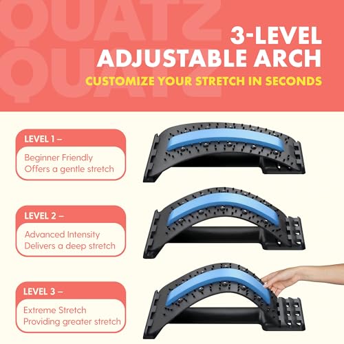Lower Back Stretcher Device, Ergonomic Lumbar Support Back Massager, Multi-Level Traction, Foam Cushion with Pressure Points, 30-Day Digital Workout Program, for Home, Gym, Car & Yoga Mat Use