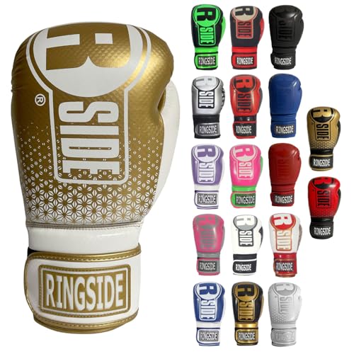 Ringside Apex Bag Gloves, IMF-Tech Boxing Gloves with Secure Wrist Support, Synthetic Boxing Gloves for Men and Women - color: White/Gold, size: Small-Medium