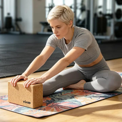 YIGUO 2 Pack Cork Yoga Blocks | Natural Eco-Friendly High Density Non-Slip Yoga Blocks for Women & Men | 9x6x3 Inches for Yoga, Pilates, Stretching - size: Odorless