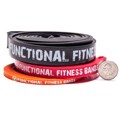 Pull Up Assist Bands Set of 3 by Functional Fitness. Heavy Duty Resistance and Assistance Training Bands - color: Combo Packs - #1 Orange, #2 Red, #3 Black