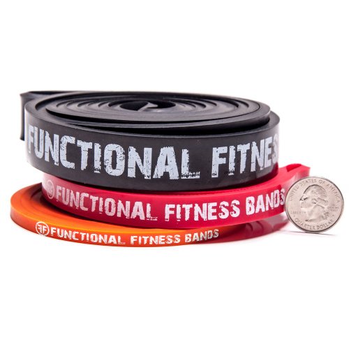 Pull Up Assist Bands Set of 3 by Functional Fitness. Heavy Duty Resistance and Assistance Training Bands - color: Combo Packs - #1 Orange, #2 Red, #3 Black