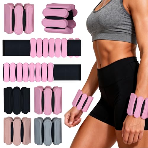 Silicone Wrist Ankle Weights for Women, Adjustable Wearable Arm & Leg Weight Bangles 1 lb Each (Set of 2), Comfortable Fitness Weights for Walking, Yoga, Pilates, Dance, Barre Workout - color: Pink