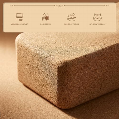 Cork Yoga Block, 9" x 6" x 3" Yoga Brick Cork Blocks Non-Slip for Women & Men Lightweight Yoga Accessories for Yoga, Pilates & Stretching