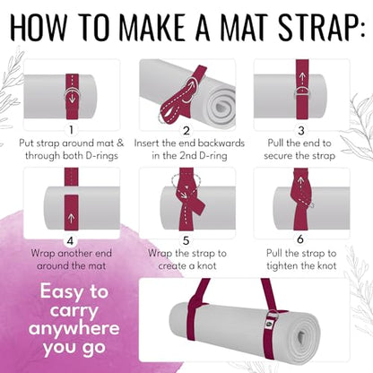 Yoga Strap & Mat Strap – 2 IN 1 – Cotton – 6 ft 8 ft 10 ft (30+ colors) – Adjustable Non-Slip Belt for Yoga, Pilates, Stretching, Physical Therapy, Fitness & Home Workout – For Carrying Mats