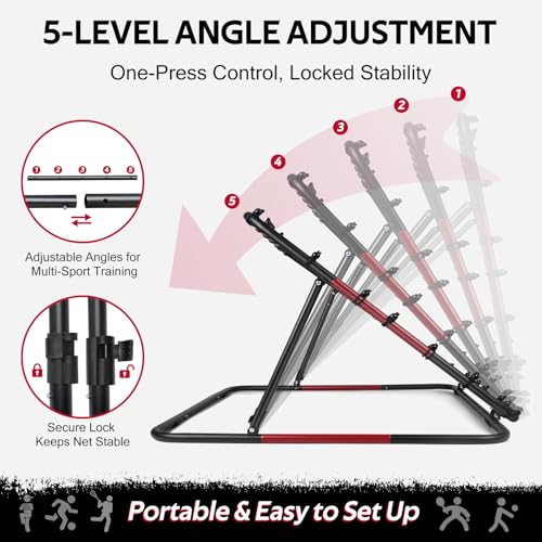 Volleyball Rebounder Net 40"x40" – Adjustable Angles Bounce Back Training Equipment for Volleyball, Baseball, Softball & Lacrosse, Durable, Portable, Easy Setup for Indoor & Outdoor Practice