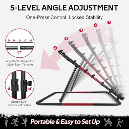 Volleyball Rebounder Net 40"x40" – Adjustable Angles Bounce Back Training Equipment for Volleyball, Baseball, Softball & Lacrosse, Durable, Portable, Easy Setup for Indoor & Outdoor Practice