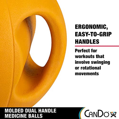 CanDo Molded Dual-Handle Medicine Ball for Strength Training, Core Workouts, Warmups, Cardio, and Plyometrics with Handles for Home and Clinic Use - style: h) 22 lb