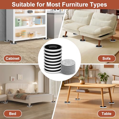 Furniture Sliders for Hardwood Floors - Multi-Surface Furniture Movers Sliders with 8PCS 4.3" Carpet Sliders + 8PCS Self-Adhesive Felt Pads - Protect Floor and Easily Move Furniture - size: 4.3in 8+8Pack