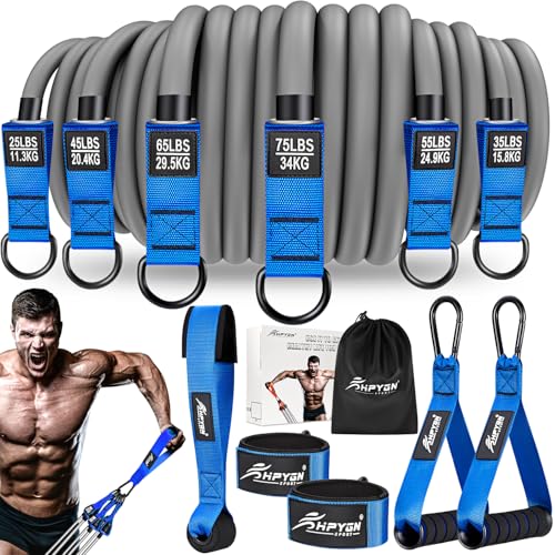 HPYGN Heavy Resistance Bands, 300LBS Exercise Bands for Working Out, Fitness Bands with Handles, Workout Bands for Men, Weight Bands Set for Muscle Training, Strength, Slim, Yoga, Home Gym Equipment - color: Blue, style: 300LBS