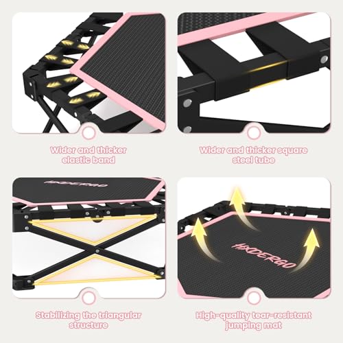 Foldable Mini Trampoline, 42'' Rebounder Trampoline with Adjustable Foam Handle, Fitness Trampoline for Indoor, Outdoor, Home Gym,Max Load 460lbs