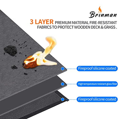 Large 65x40 inch under Grill Mats for Outdoor Grill - Double-sided Fireproof Fire Pit Mats for under Fire Pit Fireplace- Waterproof BBQ Mat under BBQ -Grill Floor Pad for Patio Deck Protector - size: 40x65 inch double side fireproof
