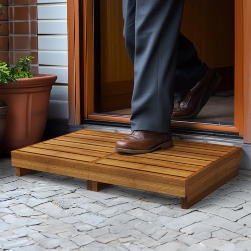 Wooden Step Stool, 3.5" One Step, Non-Slip Outdoor Heavy Duty Platform Mobility Step for Handicap, Bedroom, Kitchen