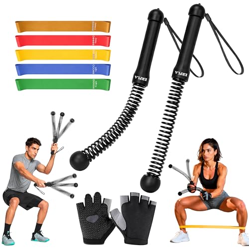 Weighted Ropeless Battle Ropes – 2PCS Cordless Battle Ropes, 5 Resistance Bands & 2 Hand Gloves for Full-Body Home Workout – Portable, Compact Exercise Gear for HIIT, Strength, and Cardio