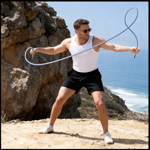 Flow Rope Exercise Jump Rope – 1.5lb Weighted Flow Jump Rope for Cardio, Boxing, HIIT & Upper Body Fitness – Adjustable Double Woven Workout Rope for Men, Beginners – Indoor & Outdoor Use