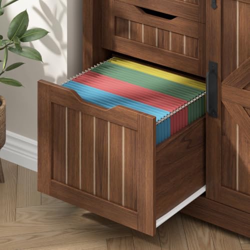Vabches Lateral Filing Cabinets with Adjustable Shelf, Walnut - color: Walnut, size: 3 Drawers
