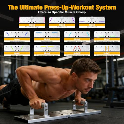 Push Up Bar - Heavy-Duty Stainless Steel Pushup Stands with Non-Slip Base, 500LB Capacity, Portable Home Gym Equipment for Strength Training & Floor Workouts