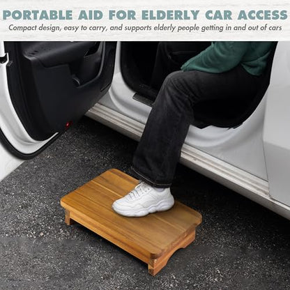 Wooden Step Stool, 3.5'' One Step Stool for Adults, Wooden Bedside Step with 550 Lbs Load Capacity, Heavy Duty/Portable/Nonslip/Durable Construction for Bedroom/Kitchen