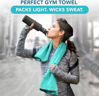 Youphoria Microfiber Travel Towel Fast Drying Lightweight - Quick Dry Towel for Camping, Beach, Backpacking, Hiking & Sport - color: Mint/Gray, style: 12" x 24" (X-Small)