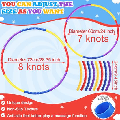 Toy Hoop Detachable Plastic Hoops Exercise Equipment Toy Adjustable Rings for Sports Party Game Dance Pet Training - color: Rainbow Bright Mix