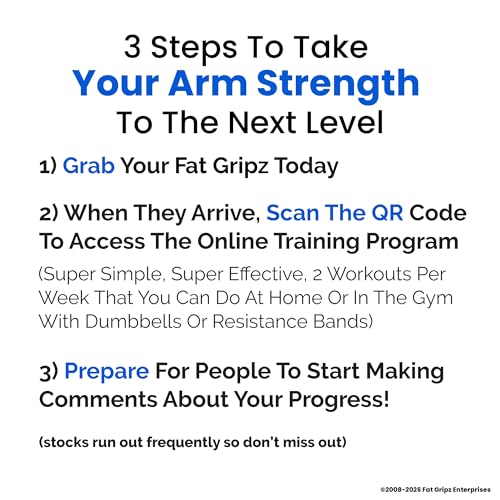 Fat Gripz - Thick Grips - Increased Muscle Fiber Activation - Bigger Arms (4x Men's Health Award Winner)