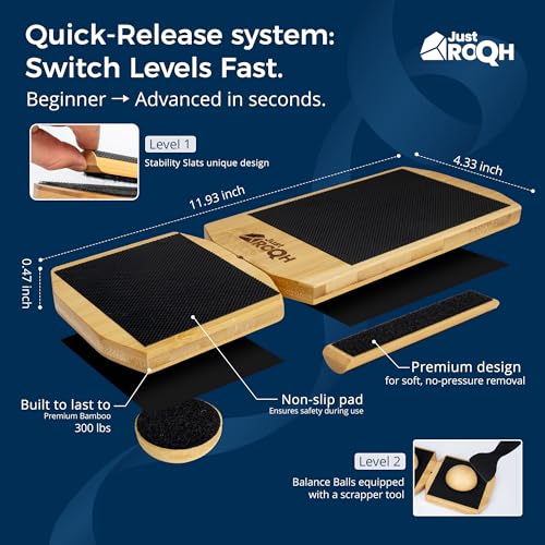Ankle Balance Board & Ankle Strengthener for Rehab & Physical Therapy – Single Leg Bamboo Axis Board with Quick - Release System, 2 Training Levels & Scraper Tool