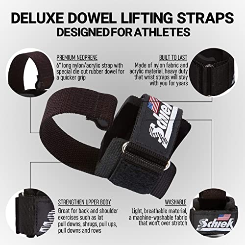 Schiek Sports Model 1000-DLS Deluxe Dowel Lifting Straps - color: Black