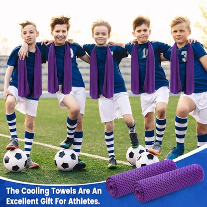 100 Pack Cooling Towels, 40"x12" Cooling Towels for Neck and Face Breathable Soft Chilly Sweat Rag Microfiber Sport Rags for Gym Yoga Golf Running - color: Purple